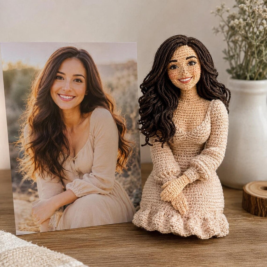 Custom Crochet Doll from Photo, Personalized Look-Alike Amigurumi Portrait